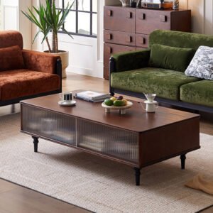 mid century style solid wood coffee table