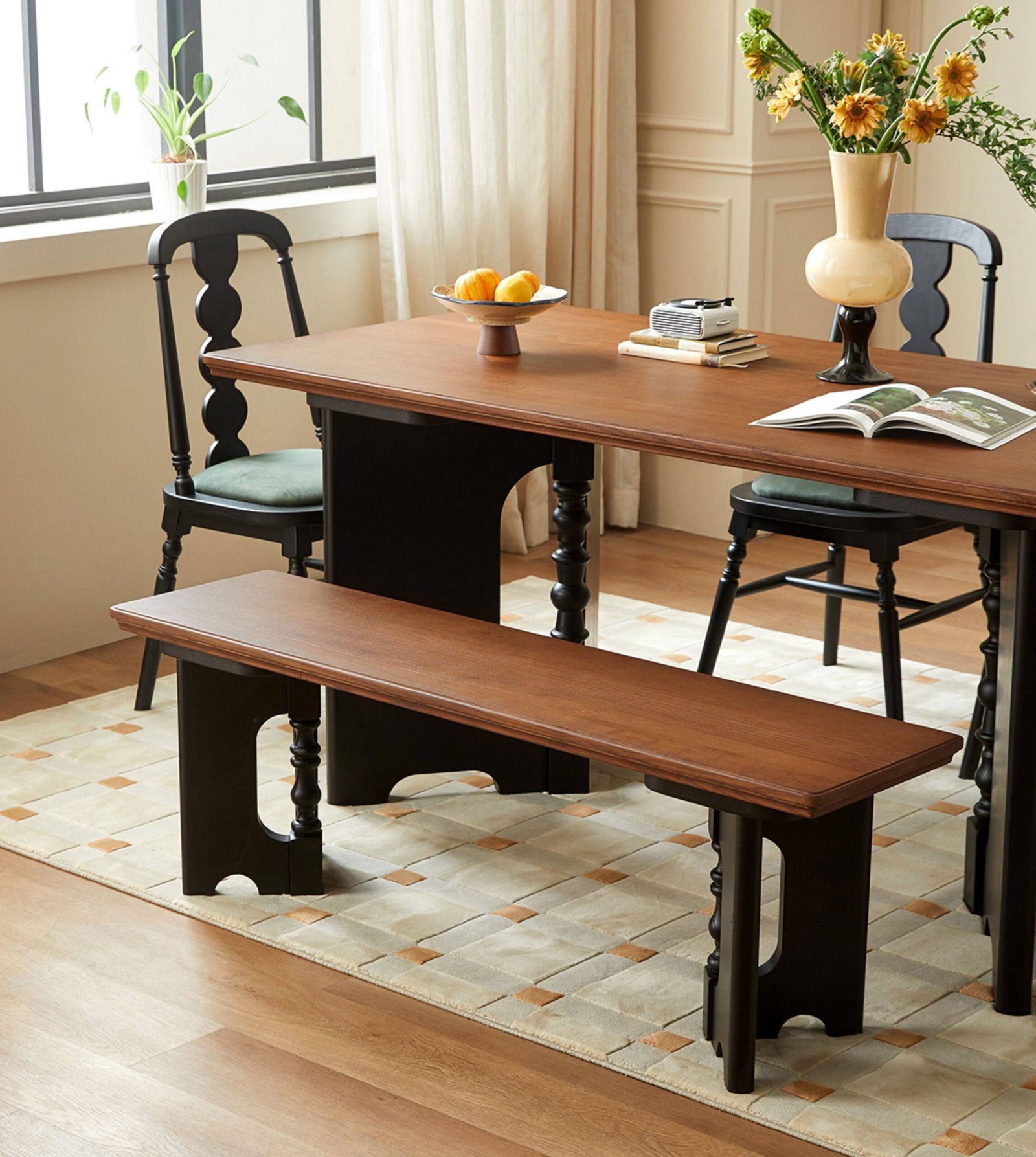 mid century style solid wood dining table and chair set mid century style solid wood dining table and chair set